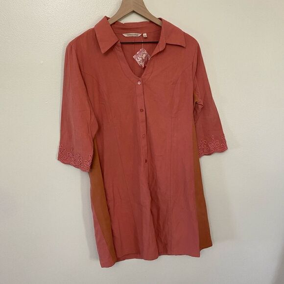 Soft Surroundings Button Front 3/4 Sleeve Dress - Picture 2 of 9